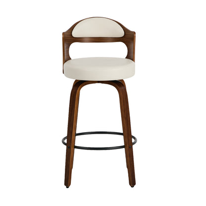4x Bar Stools Swivel Counter Chair Shell Leather White - 9