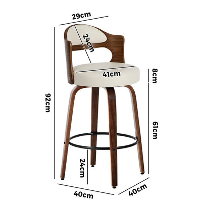 4x Bar Stools Swivel Counter Chair Shell Leather White - 4