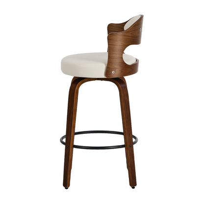 4x Bar Stools Swivel Counter Chair Shell Leather White - 7