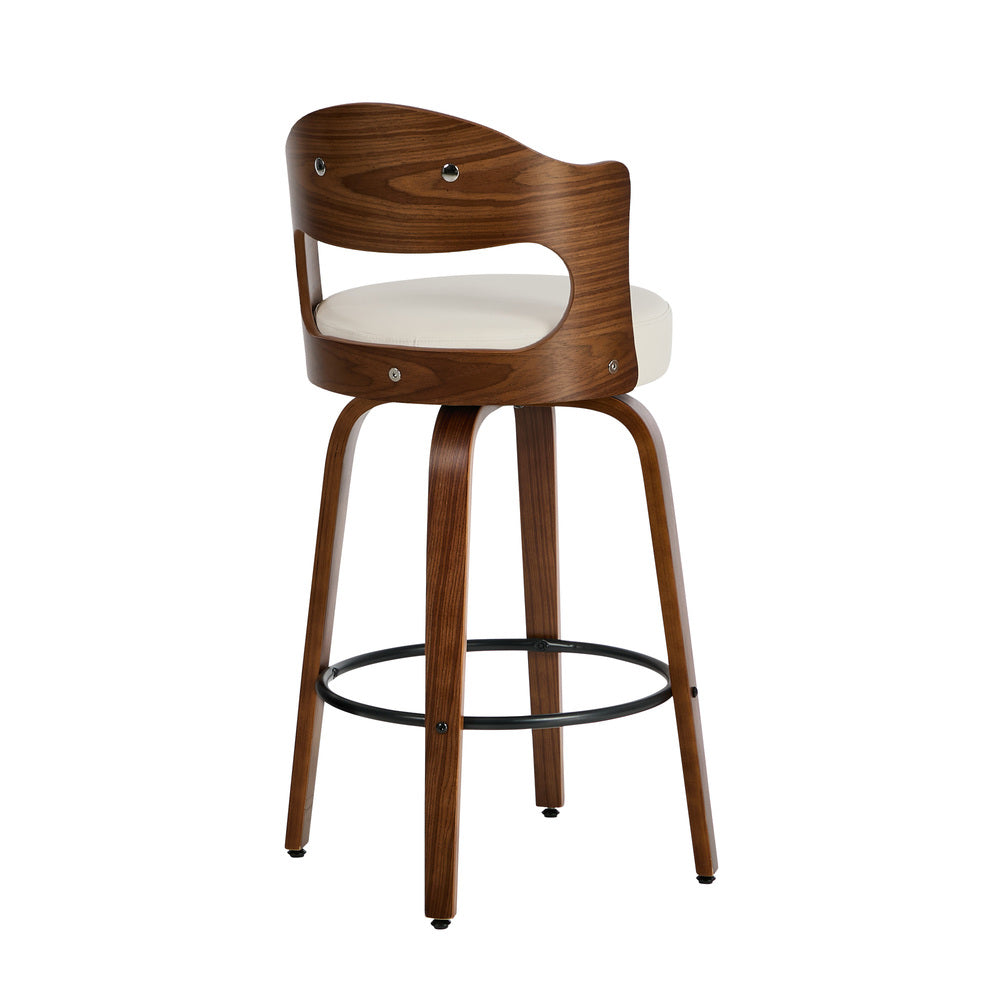 4x Bar Stools Swivel Counter Chair Shell Leather White - 3