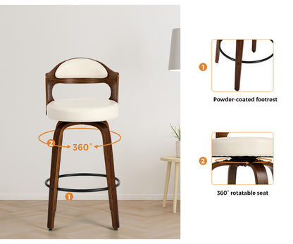 4x Bar Stools Swivel Counter Chair Shell Leather White - 5