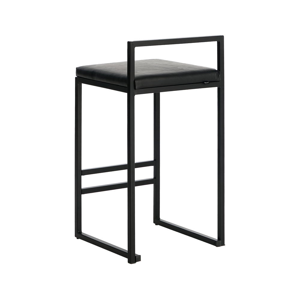 Modern Bar Stools 2-Pack PU Leather Counter Chairs Black Metal Frame 65cm