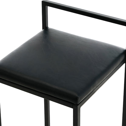 Modern Bar Stools 2-Pack PU Leather Counter Chairs Black Metal Frame 65cm