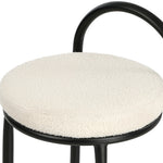 2x Bar Stool Dining Chair Round Counter Seat Boucle Upholstered Seating