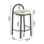 4x Bar Stool Dining Chair Round Counter Seat Boucle Upholstered Seating