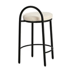 4x Bar Stool Dining Chair Round Counter Seat Boucle Upholstered Seating
