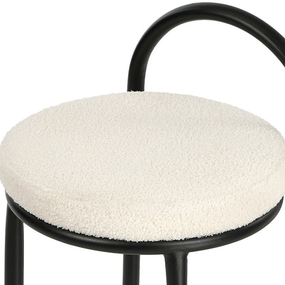 4x Bar Stool Dining Chair Round Counter Seat Boucle Upholstered Seating