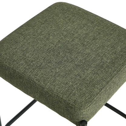2x Bar Stools Kitchen Counter Stool Linen Seat Metal Green