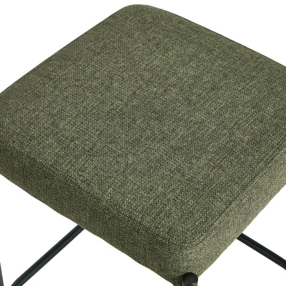 4x Bar Stools Kitchen Counter Stool Linen Seat Metal Green