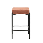 4x Bar Stools Kitchen Dining Chair Linen Seat Metal Orange