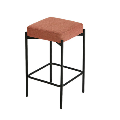 4x Bar Stools Kitchen Dining Chair Linen Seat Metal Orange - 4