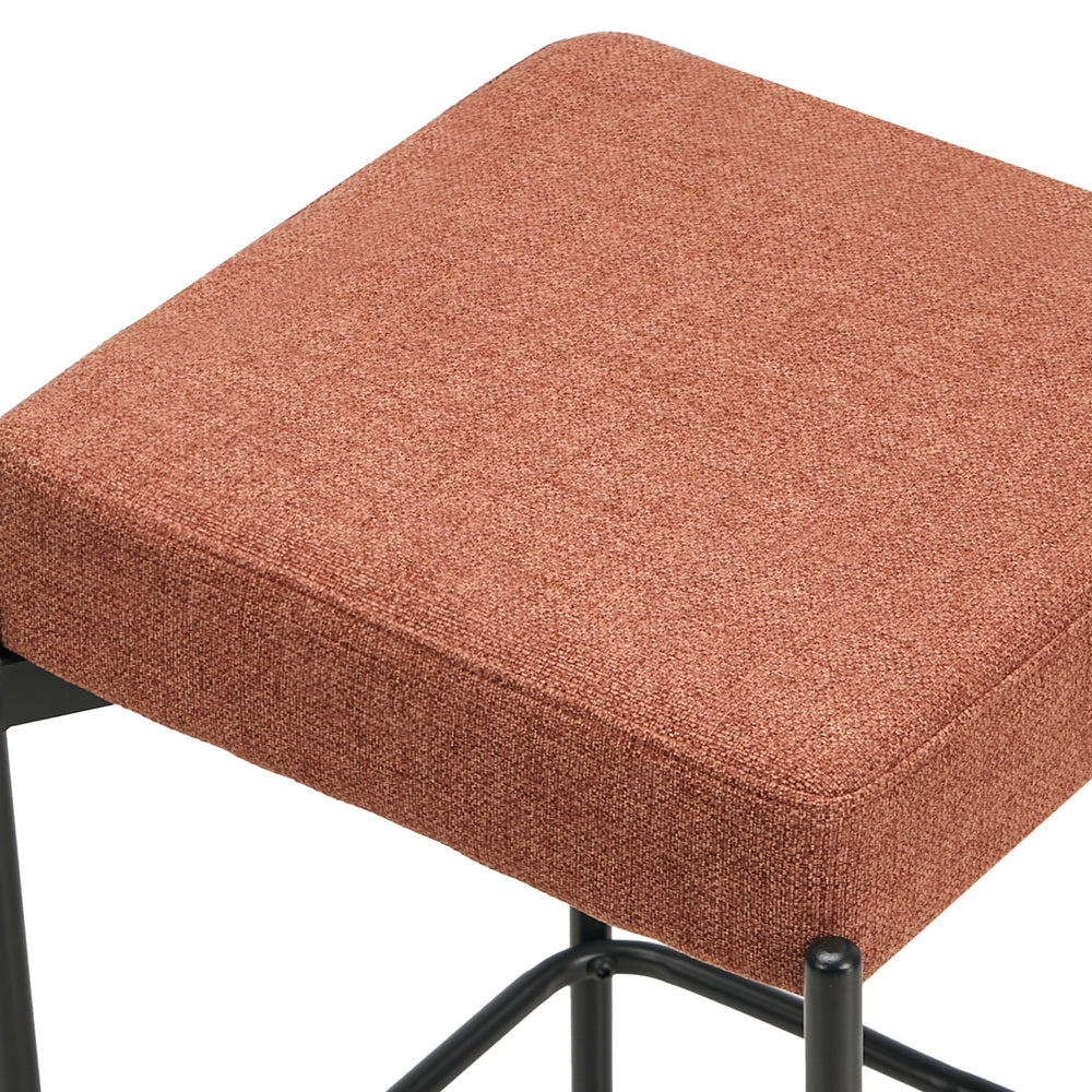 4x Bar Stools Kitchen Dining Chair Linen Seat Metal Orange - 7