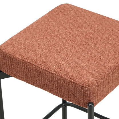 4x Bar Stools Kitchen Dining Chair Linen Seat Metal Orange - 7