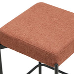 4x Bar Stools Kitchen Dining Chair Linen Seat Metal Orange