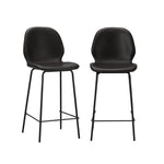 2x Bar Stools Kitchen Chairs High Back Leather Counter Seating Set Black/Grey