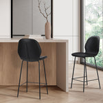 2x Bar Stools Kitchen Chairs High Back Leather Counter Seating Set Black/Grey