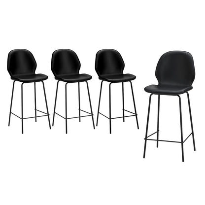 Set of 4 Bar Stools Kitchen Chairs High Leather Black Counter Seats Black/Grey