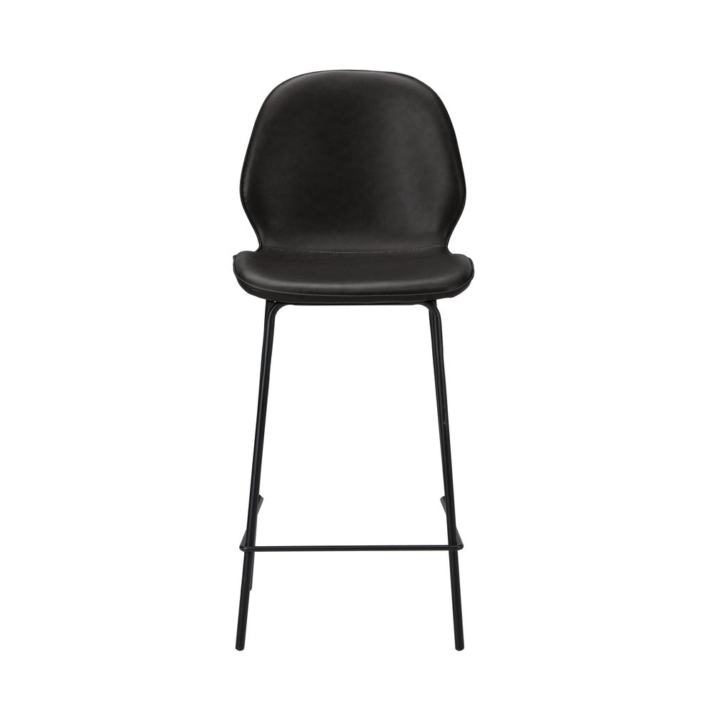 Set of 4 Bar Stools Kitchen Chairs High Leather Black Counter Seats Black/Grey