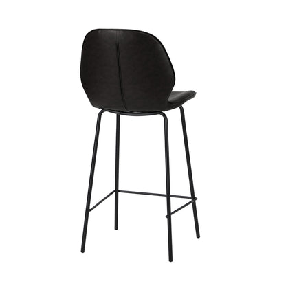 Set of 4 Bar Stools Kitchen Chairs High Leather Black Counter Seats Black/Grey