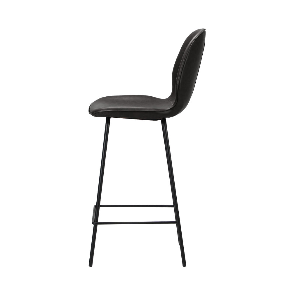 Set of 4 Bar Stools Kitchen Chairs High Leather Black Counter Seats Black/Grey