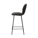 Set of 4 Bar Stools Kitchen Chairs High Leather Black Counter Seats Back/Grey