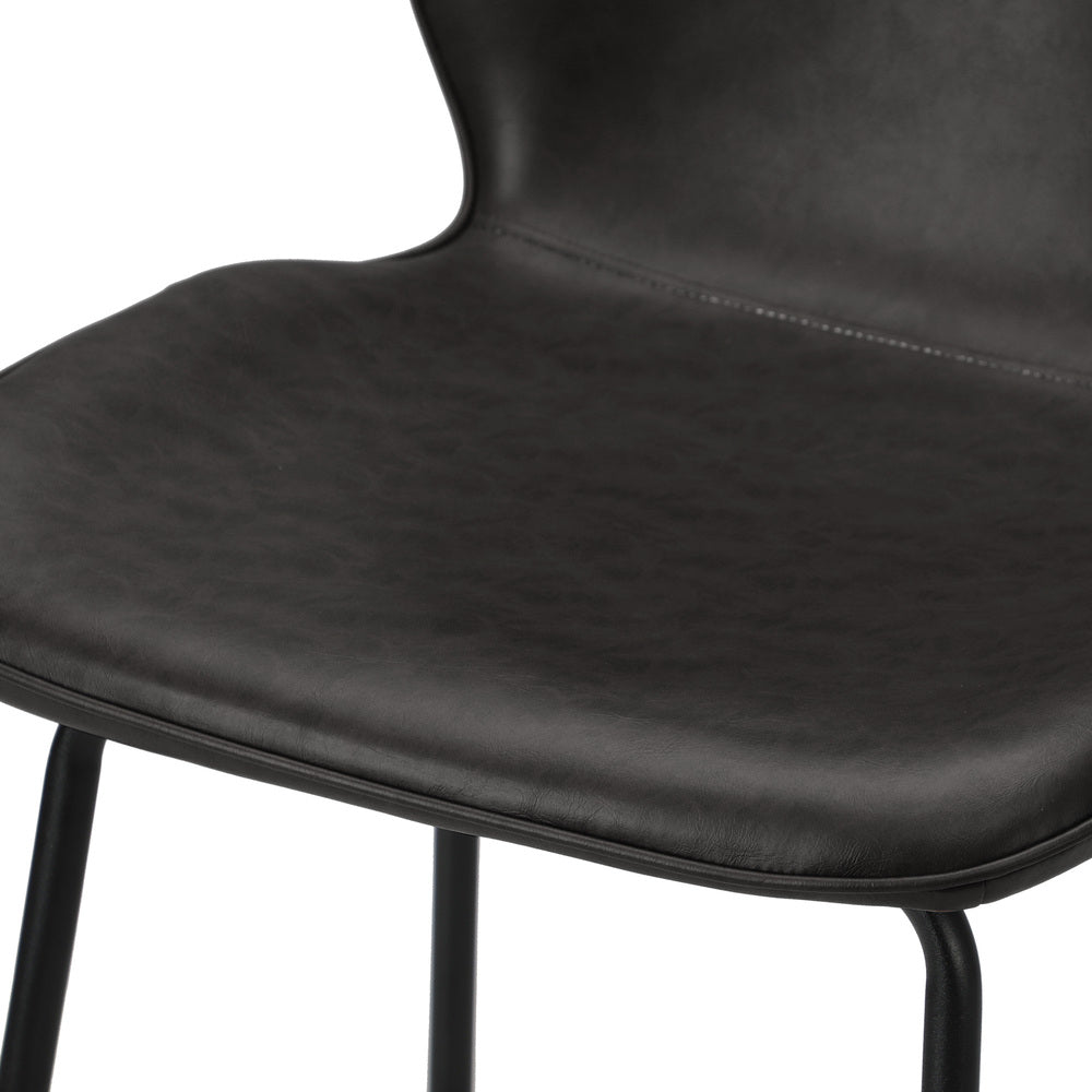 Set of 4 Bar Stools Kitchen Chairs High Leather Black Counter Seats Black/Grey