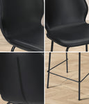 Set of 4 Bar Stools Kitchen Chairs High Leather Black Counter Seats Back/Grey