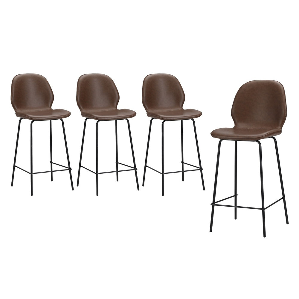 Bar Stools Set of 4 High Back PU Leather | HomeAndLiving