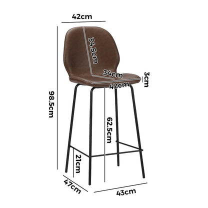 Bar Stools Set of 4 High Back PU Leather | HomeAndLiving