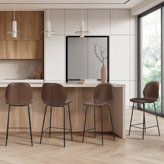 Bar Stools Set of 4 High Back PU Leather | HomeAndLiving