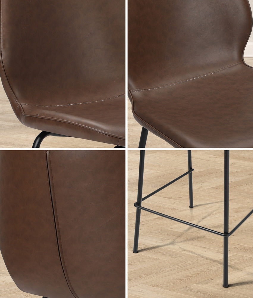 Bar Stools Set of 4 High Back PU Leather | HomeAndLiving