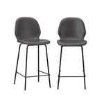 2x Bar Stools Kitchen Chairs High Back Leather Counter Seating Set Black/Grey