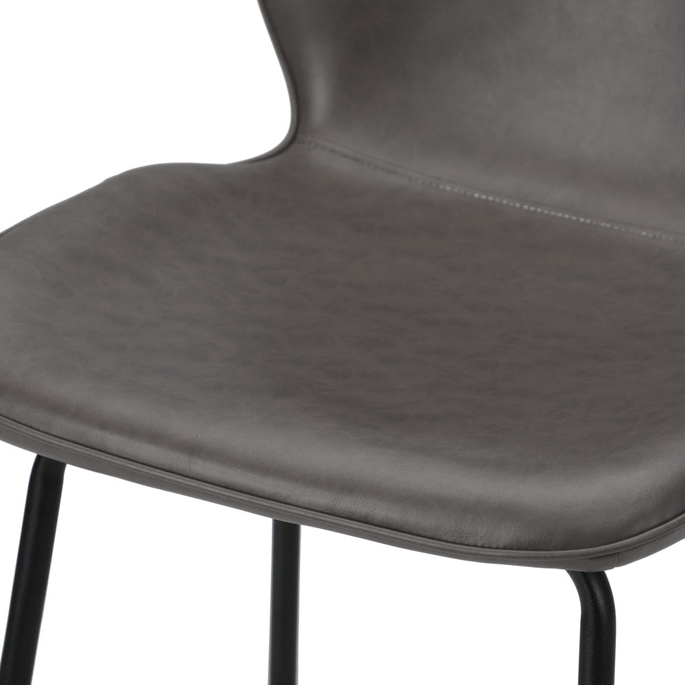 2x Bar Stools Kitchen Chairs High Back Leather Counter Seating Set Black/Grey