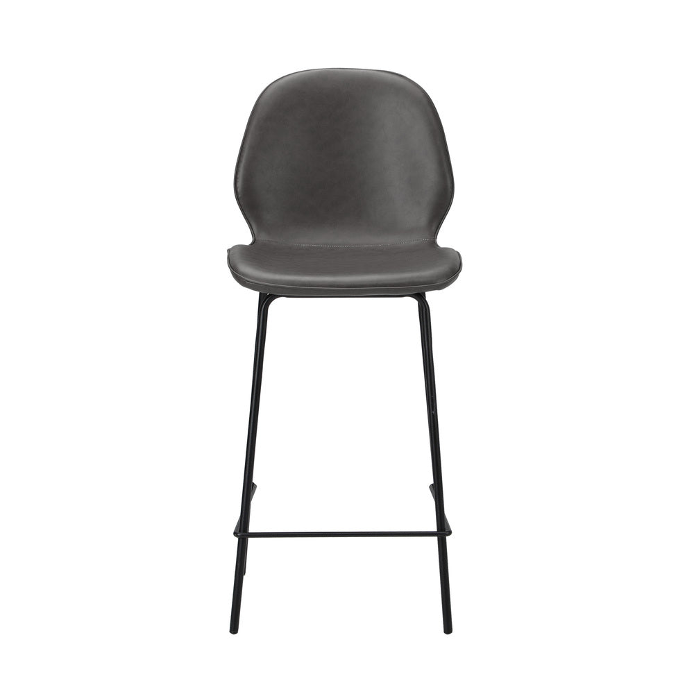 Set of 4 Bar Stools Kitchen Chairs High Leather Black Counter Seats Black/Grey