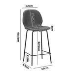 Set of 4 Bar Stools Kitchen Chairs High Leather Black Counter Seats Back/Grey