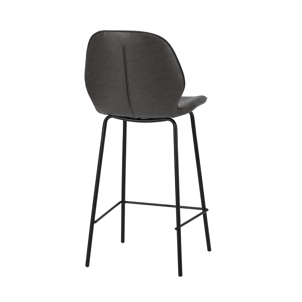 Set of 4 Bar Stools Kitchen Chairs High Leather Black Counter Seats Black/Grey