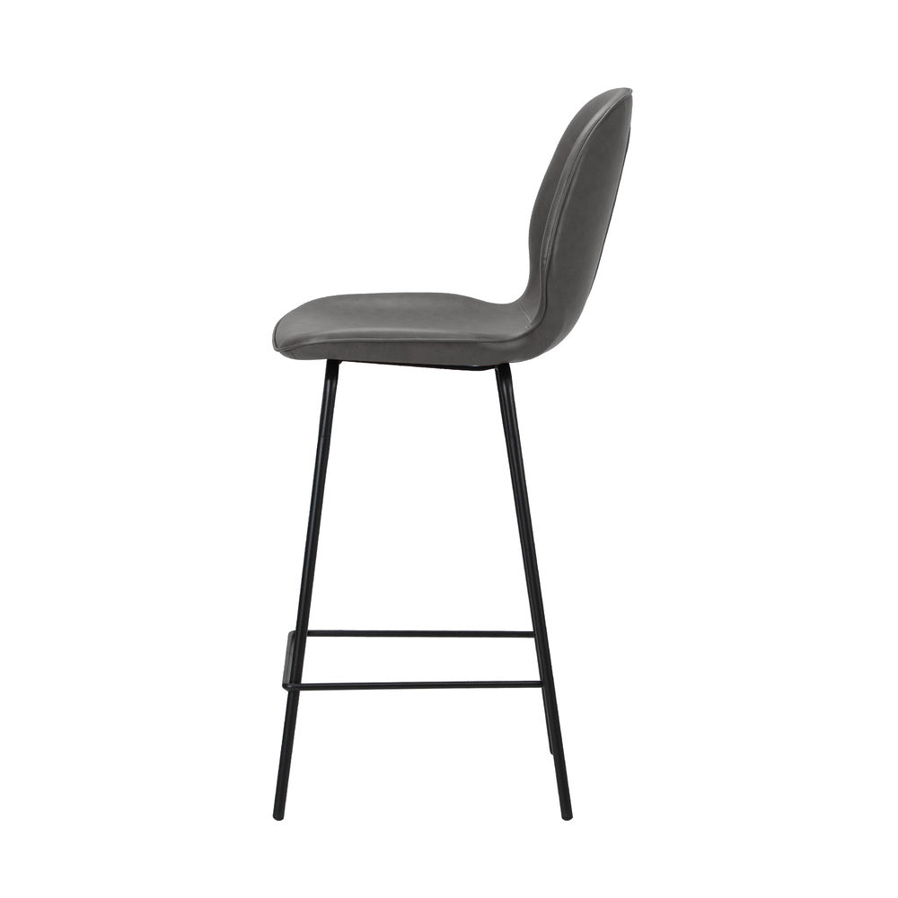 Set of 4 Bar Stools Kitchen Chairs High Leather Black Counter Seats Black/Grey