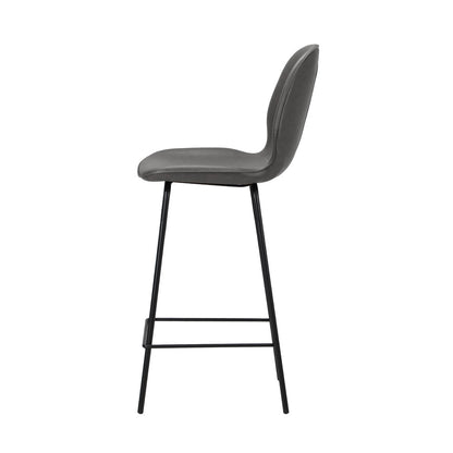 Set of 4 Bar Stools Kitchen Chairs High Leather Black Counter Seats Black/Grey