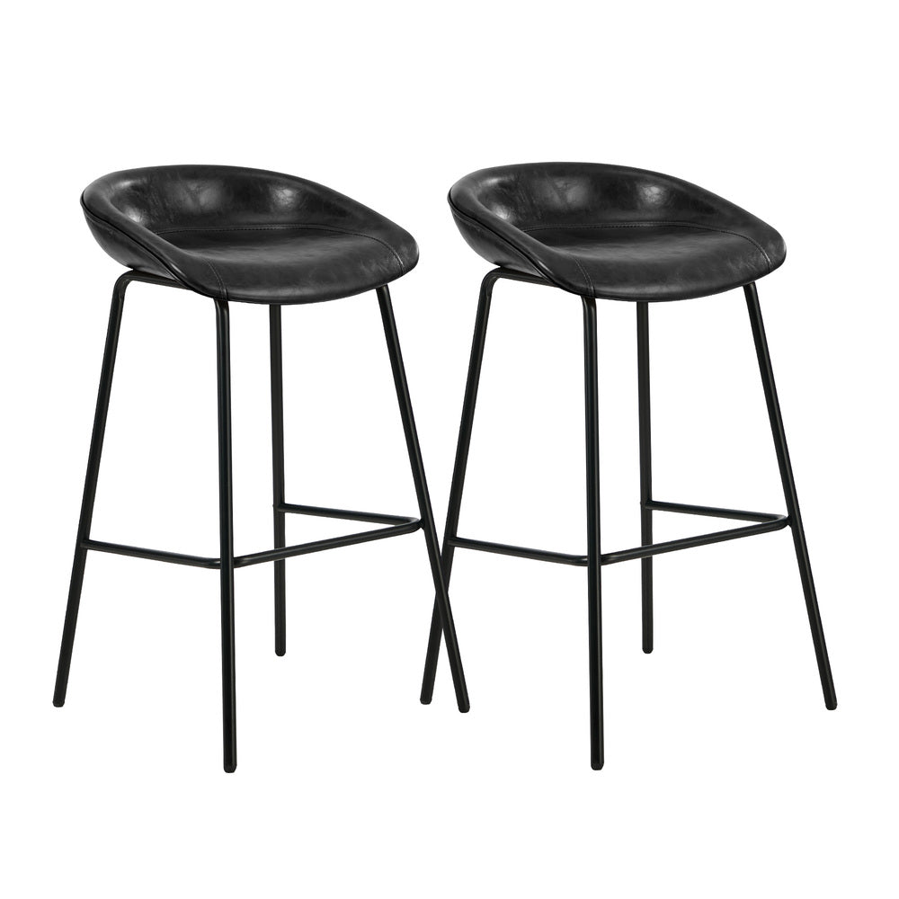 Black PU Leather Bar Stools Set of 2 | HomeAndLiving - 3