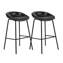 Black PU Leather Bar Stools Set of 2 | HomeAndLiving
