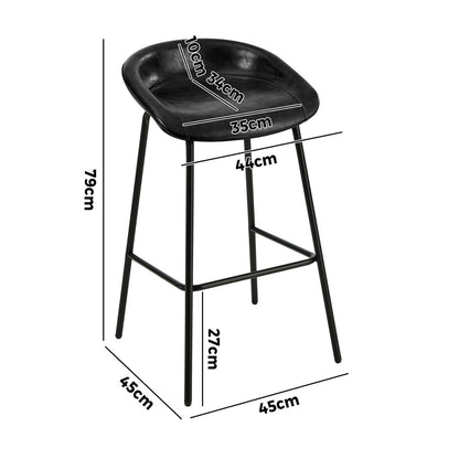 Black PU Leather Bar Stools Set of 2 | HomeAndLiving - 4