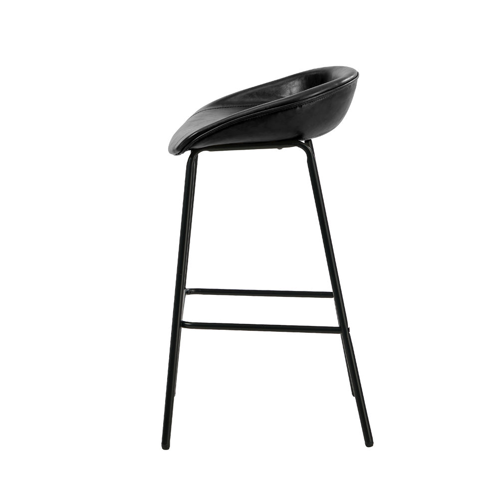 Black PU Leather Bar Stools Set of 2 | HomeAndLiving - 5