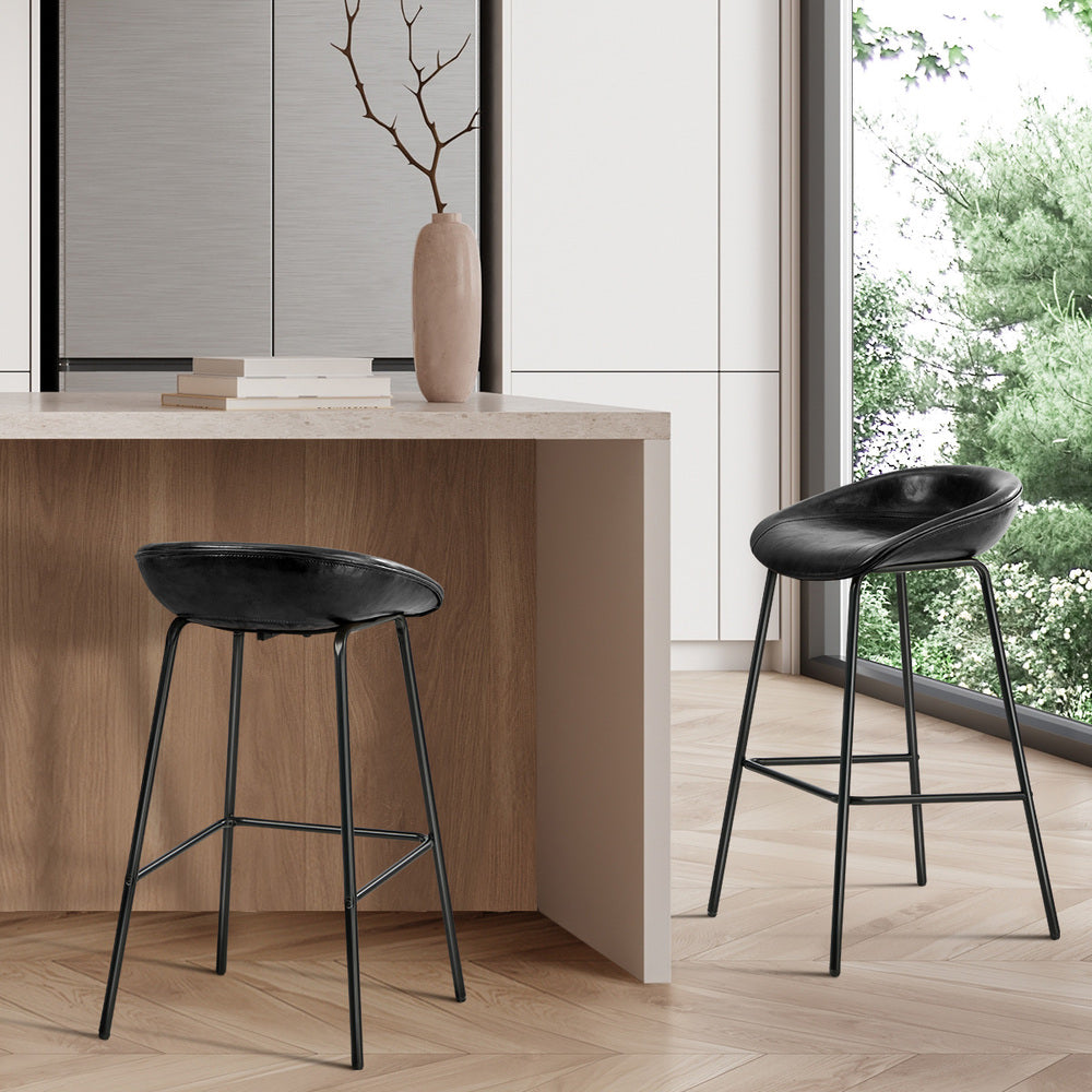 Black PU Leather Bar Stools Set of 2 | HomeAndLiving