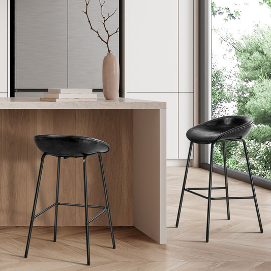 Black PU Leather Bar Stools Set of 2 | HomeAndLiving