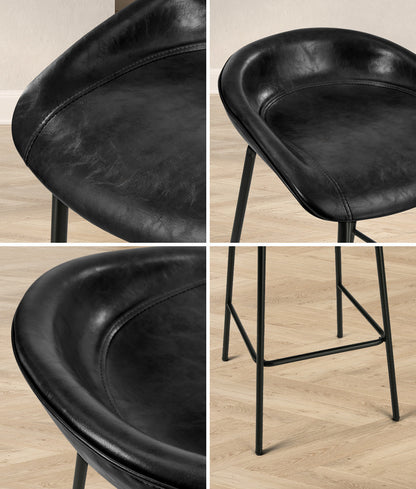 Black PU Leather Bar Stools Set of 2 | HomeAndLiving - 2