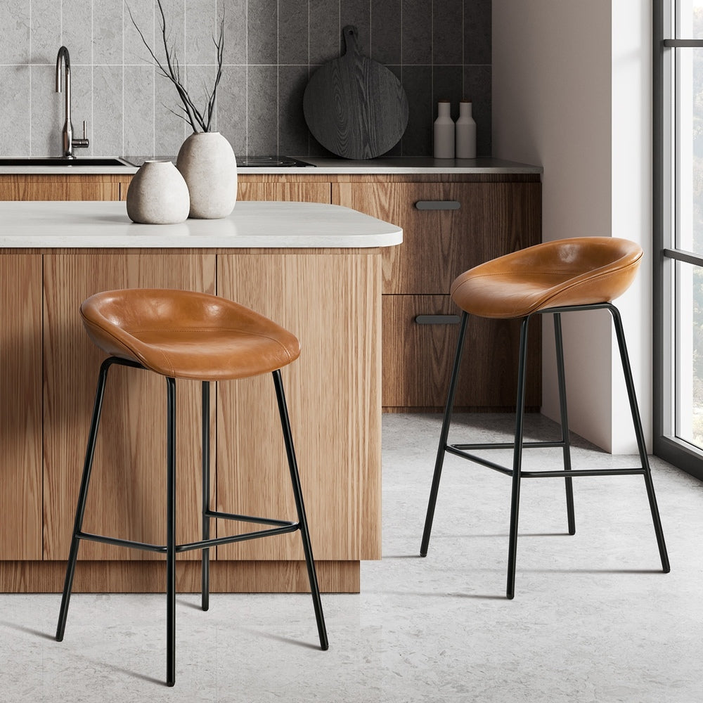 PU Leather Bar Stools Set of 2 Brown | HomeAndLiving - 6