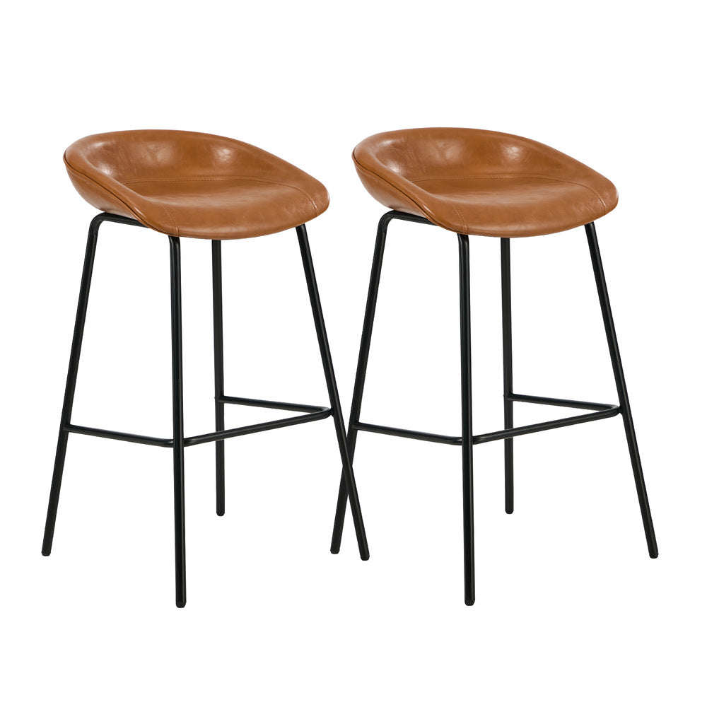 PU Leather Bar Stools Set of 2 Brown | HomeAndLiving - 2