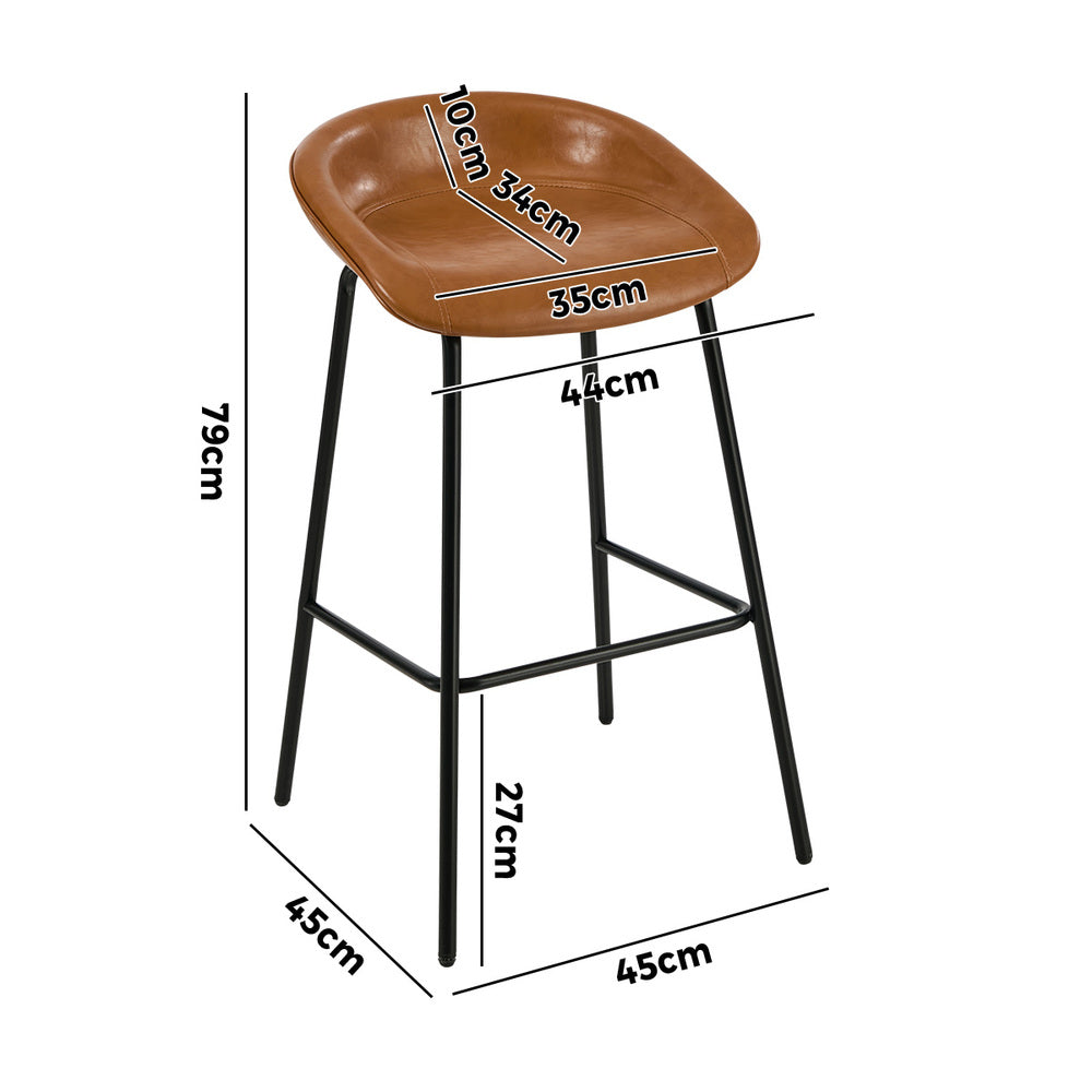 PU Leather Bar Stools Set of 2 Brown | HomeAndLiving - 9