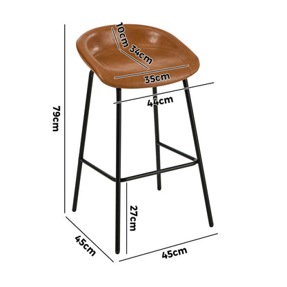 PU Leather Bar Stools Set of 2 Brown | HomeAndLiving - 9