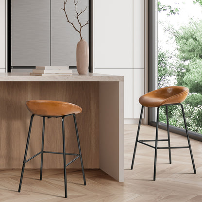 PU Leather Bar Stools Set of 2 Brown | HomeAndLiving